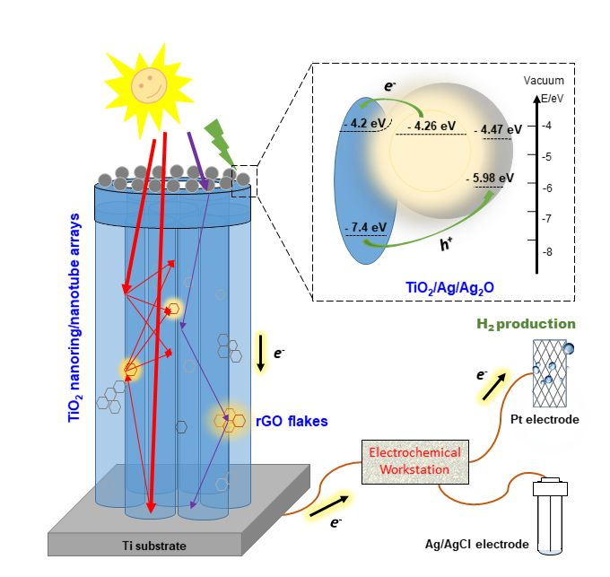 嵌入rGO陣列：熱電子分解水制氫