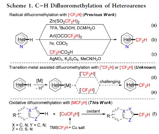 JACS：中科院上海有機所卿鳳翎課題組報道區域選擇性雜芳烴C-H鍵氧化二氟甲基化