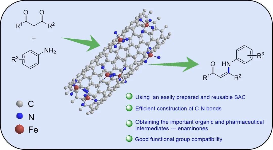 Chemistry -A European Journal：碳納米管附載Fe單原子催化劑：高效構筑C-N鍵以合成β-烯胺酮
