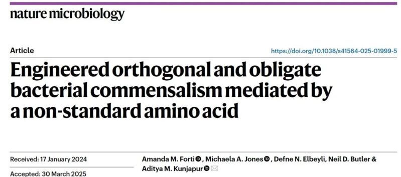 Nat. MicroBiol | 非標準氨基酸介導的工程化正交專性細菌共生
