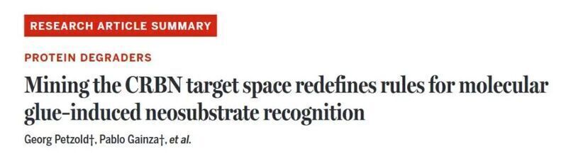 Science | 挖掘CRBN靶向空間重新定義分子膠誘導的新底物識別規則