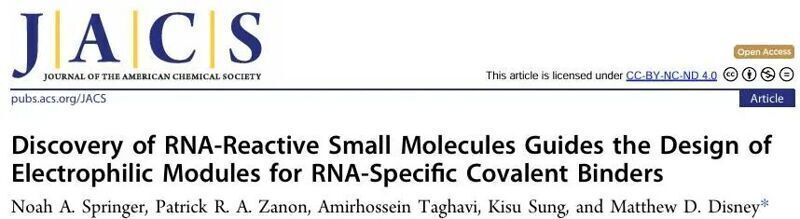 J. Am. Chem. Soc. | MALDI-TOF篩選揭示3-氯戊酰胺親電體實現RNA特異性共價修飾
