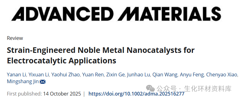 西安交大金明尚最新AM：應(yīng)變工程貴金屬納米催化劑助力電催化應(yīng)用