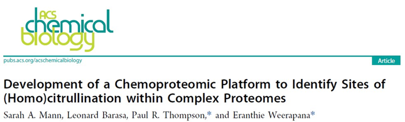 ACS Chem. Biol. | 復雜蛋白質組中瓜氨酸化位點的化學蛋白質組學鑒定